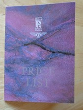 BENTLEY ROLLS ROYCE 1990 Price List Brochure - Silver Spur Corniche Continental
