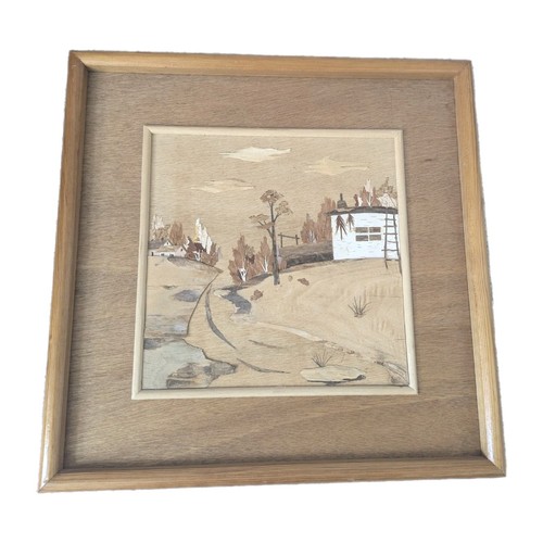 Vintage marquetry wood veneer - wood,