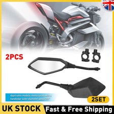 2 Pair 12mm Motorcycle Wing Side Mirrors Anti Glare Motorbike Rear View Mirror
