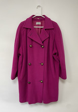Women's Precis Coat Pink Double Breasted Over Coat Size 16 Wool Mohair Blend
