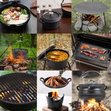 Large Non Stick Cast Iron Griddle Pan Skillet Cooking Plate Hob Stove BBQ Grill