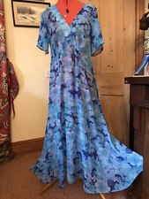 BEAUTIFUL SHEER OCCASION DRESS TURQUOISE BLUE FLORAL SWIRLY DESIGNER WEDDING HOL