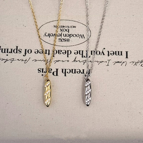Dainty baguette pendant choker - dainty,