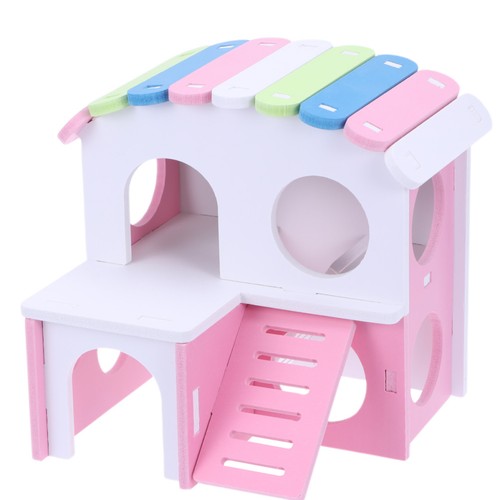 Wooden hamster cage pink - wooden,