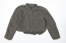 Zara Womens Grey Cropped Linen
