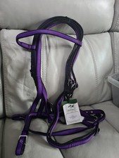 Iv Horse Full Size Purple Black Webbing Bridle And Reins /Nylon Synthetic Bridle