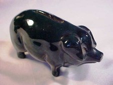 MY DELIGHTFUL RICH JADE GREEN GLAZE TACTILE VINTAGE POTTERY PIGGY BANK COIN SAFE