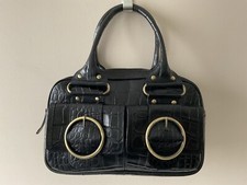 DENTS ladies smart black moc croc top handle handbag 