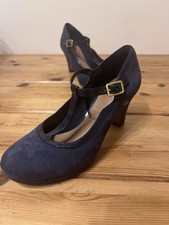 Clarks Artisan Chorus Tempo Mary Jane Shoes Size 4 T-Bar Court Navy Suede NEW!