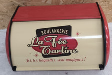 French Vintage Bread Box Storage Bin Rollup Top Light Small Powder Coated Bread 