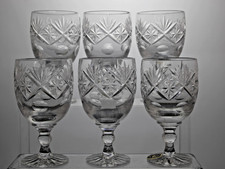 Georgian Crystal(Tutbury Ltd) "Chatsworth" Cut Set Of 6 Wine Glasses