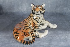 Vintage Large 31cm USSR Lomonosov Porcelain Ceramic Recumbant Lying Tiger