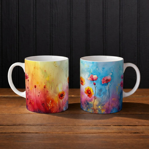 Colourful abstract poppy - colourful,