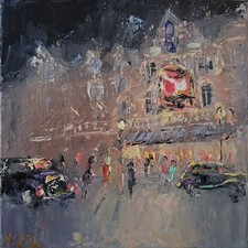 original painting-oil  canvas-impressionist-London-lyric the-musicals-piccadilly