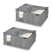 2X Storage Bag For Duvets Gray Zipper Breathable Organizer