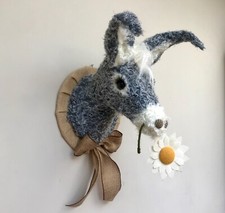 Handmade faux taxidermy donkey head with daisy wall mounted trophy - Easter Gift