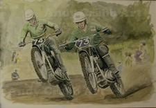 Don & Derek Rickman   Metisse watercolour print by Andy Crabb Scramble #004