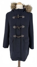 M&S Women's Autumn Winter Navy Blue Duffel Coat Size 14