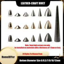 Cone Screw Back Metal Studs Leather-craft Rivet Bullet Spikes 6/6.5/7/9/10/12mm