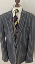 Boating Striped Blazer Jacket Mens Grey  Blue White by ASOS 38S Brand New!