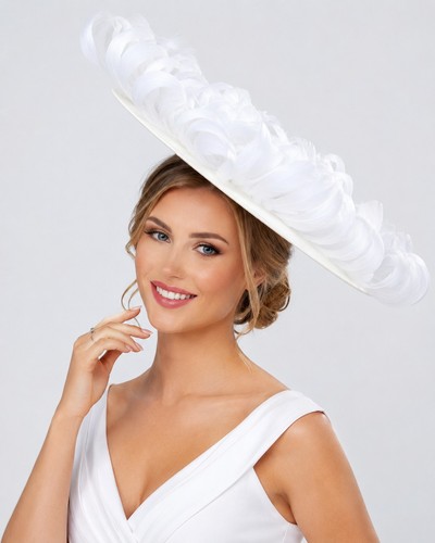 White feather wide brim - white,