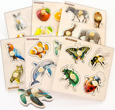 Wooden Animal Peg Puzzles 6pcs