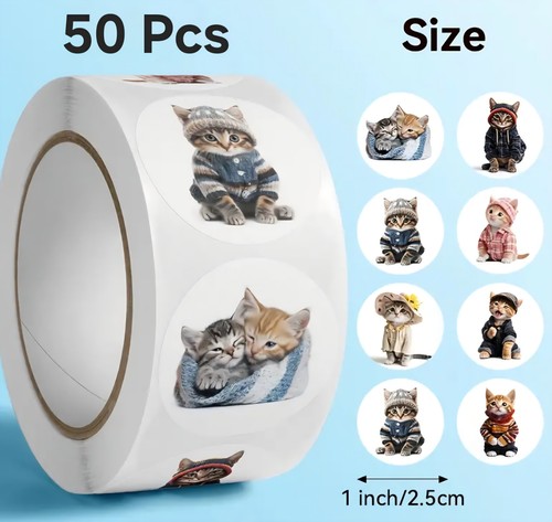 50x cute kitten cat stickers - 50x,