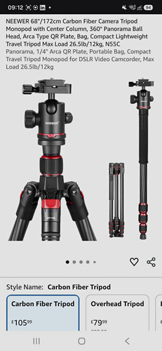 Neewer carbon fibre tripod - carbon,