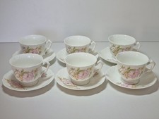 Vintage Bone China Teacups & Saucers Set of 6 Tea Cups and Saucers England
