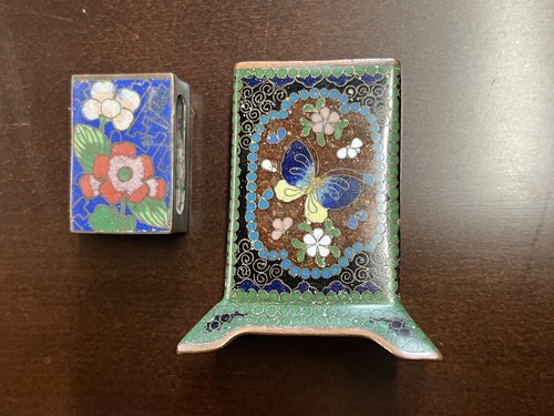 Vintage cloisonné match box - vintage,