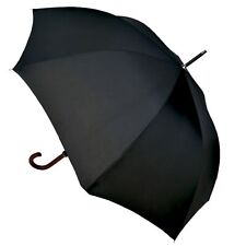 Men's Large Black Stick Umbrella Auto-Open with Wooden Handle
