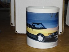 SAAB 900 classic t16s aero spg MUG DRINKING  YELLOW CONVERTIBLE GIFT CHRISTMAS