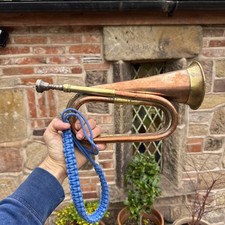Vintage Bugle with Rope & Tassels - Brass Copper Horn Musical Instrument