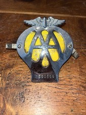 AA Car Grill Badge Vintage Enamel Chrome Wings 3C09428 Classic Car