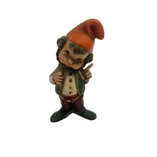 Vintage Mini 2.5" Elf Figure Ornament Smiling Beard Elf Hat