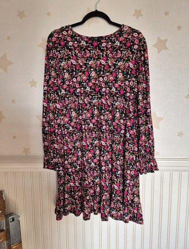 Black floral smock dress - f&f,