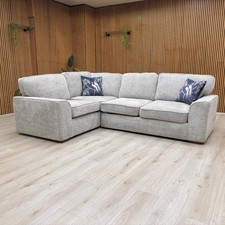 Furniture Village ‘Emilia’ Corner Sofa Bed Left Silver Woven Fabric Small NEW