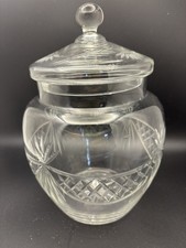 Vintage Glass Biscuit Barrel Jar With Lid possible Victorian 