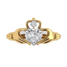 2 Ct Heart Promise Diamond Irish Claddagh Anniversary Ring 14k Yellow Gold Over