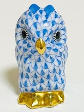 Herend Hungary Porcelain Figurines Owl Blue Animal Collection Used From Japan