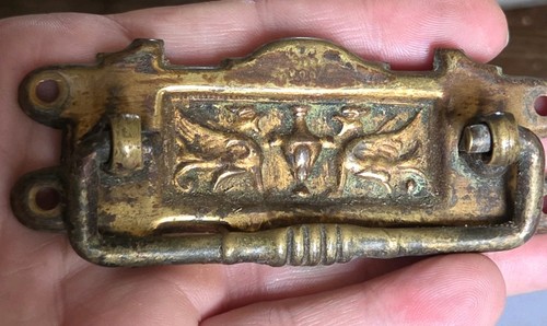 Antique aesthetic brass drawer - antique,