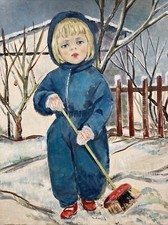 Vintage Oil Painting Child