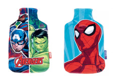 Kids Marvel Spiderman, Avengers Soft Fleece Cover Hot Water Bottle 2 Litre