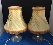 Pair of Vintage Cut Glass & Chrome Table Lamp Bases and Shades (1950s/60s)