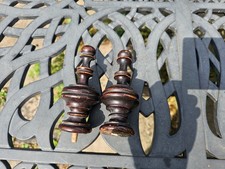 4 3/4" nearly Pair of antique clock finials, nice old varnish clockmakers spares