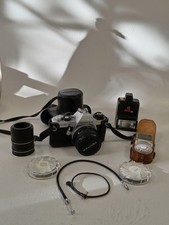 PENTAX MG 35mm SLR Film Camera Bundle with Lens Flash & Accessories - UNTESTED