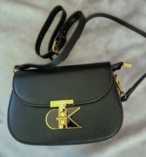 Small black designer inspired fashion shoulder bag