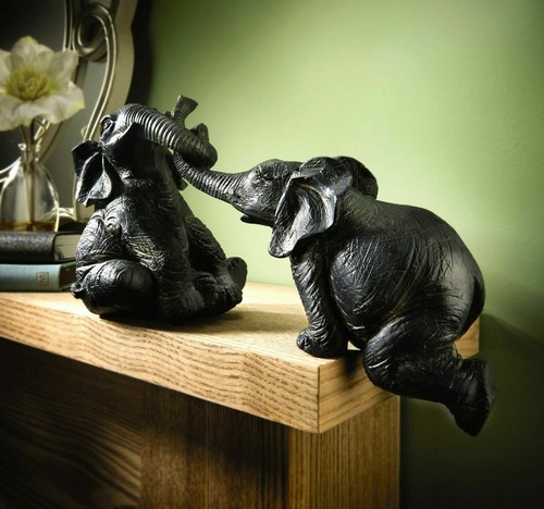 Shelf sitting elephant pair - shelf,