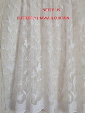 HAWAII BUTTERFLY WHITE NET CURTAIN-DROP 42" (106cm) sold on roll £5.50 P/metre 