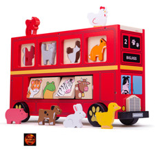 Wooden Big Red Bus Animal